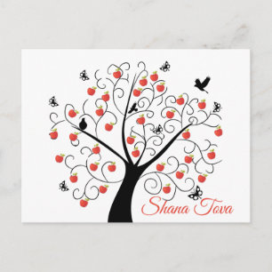 Rosh Hashanah Apple Tree met vogels en vlinders Briefkaart