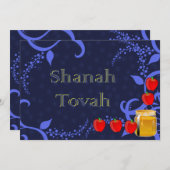 Rosh Hashanah Apples and Honey Blue Flat Kaart (Voorkant / Achterkant)