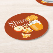 Rosh Hashanah Apples and Honey Ronde Kartonnen Onderzetter (Gebogen)