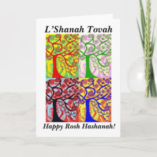 Rosh Hashanah - de Boom van Judaica Hamsa van de Feestdagen Kaart