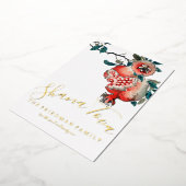 Rosh Hashanah Elegant New Year Dinner Pomegranate Folie Uitnodiging (Gedraaid)