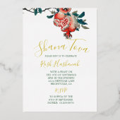 Rosh Hashanah Elegant New Year Dinner Pomegranate Folie Uitnodiging (Achterkant)