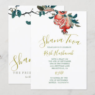 Rosh Hashanah Elegant New Year Dinner Pomegranate Kaart