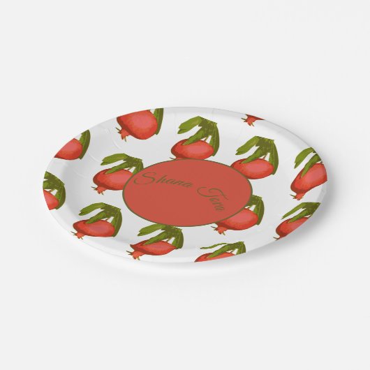 Rosh Hashanah Feast New Year Sweet Pomegranate Papieren Bordje (Gekanteld)