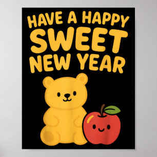 Rosh Hashanah Gelukkig Zoet Nieuwjaar Honing Beer Poster