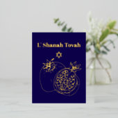 Rosh Hashanah Gold Foil Blauw Joods Folie Feestdagen Briefkaart (Staand Voorkant)