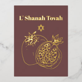Rosh Hashanah Gold Foil Dusty Roos Joods Folie Feestdagen Briefkaart