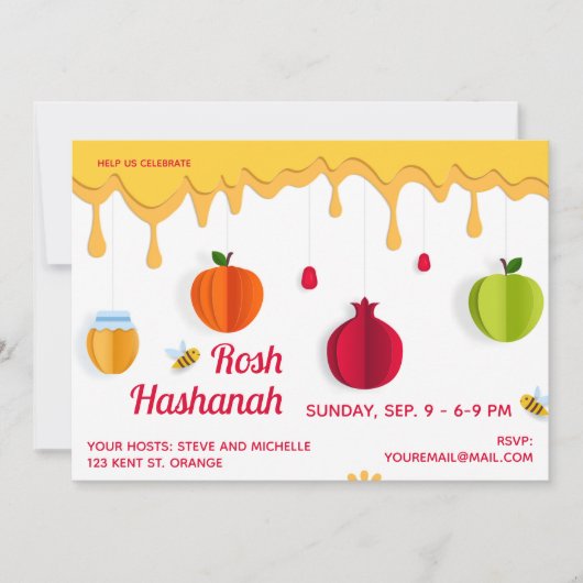 Rosh Hashanah Honey Papercut Kaart (Voorkant)