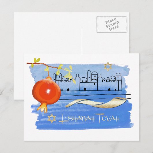 Rosh Hashanah | Joodse nieuwjaarsprogramma-Briefka Briefkaart (Voorkant / Achterkant)