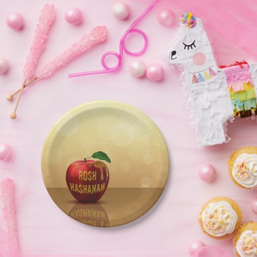 Rosh Hashanah Jwish New Year Honey Apple Papieren Bordje (Feest)