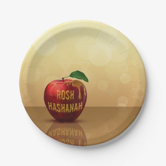 Rosh Hashanah Jwish New Year Honey Apple Papieren Bordje (Voorkant)