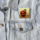 Rosh Hashanah Jwish New Year Honey Apple Vierkante Button 5,1 Cm (In situ)
