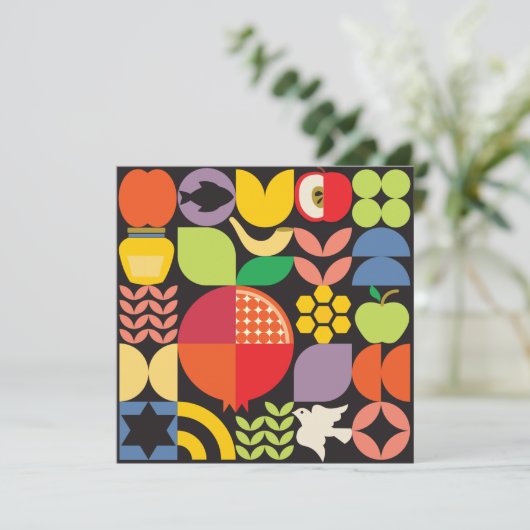 Rosh Hashanah Jwish New Year Pomegranate Honey Ca Kaart (Staand voorkant)