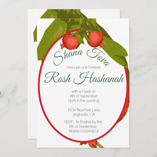 Rosh Hashanah Jwish New Year Pomegranate Kaart (Voorkant / Achterkant)