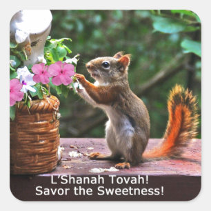 Rosh Hashanah Kaarten Cadeaus Vierkante Sticker