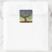 Rosh Hashanah L'Shanah Tovah Tree of Life Menorah Vierkante Sticker (Tas)