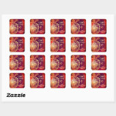 Rosh Hashanah Modern Goud Mandala Apple Red Custom Vierkante Sticker (Vel)