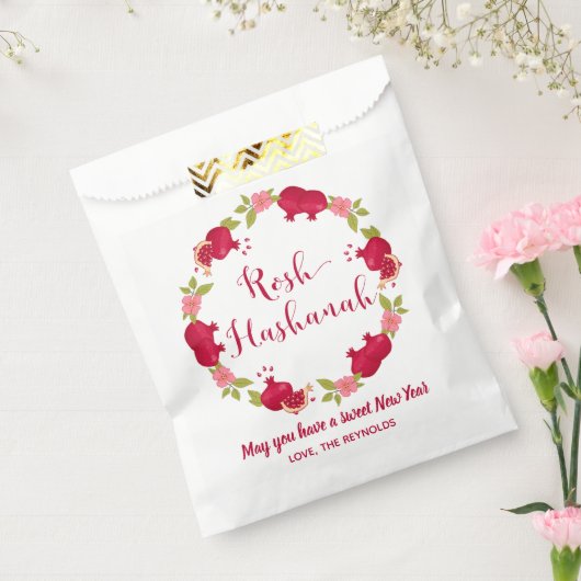 Rosh Hashanah New Year Pomegranate Flower Wreath Bedankzakje (Gezegeld)