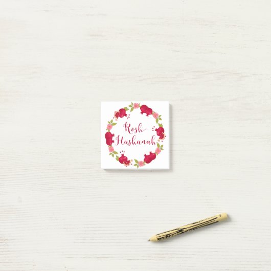 Rosh Hashanah New Year Pomegranate Flower Wreath Post-it® Notes (Op bureau)