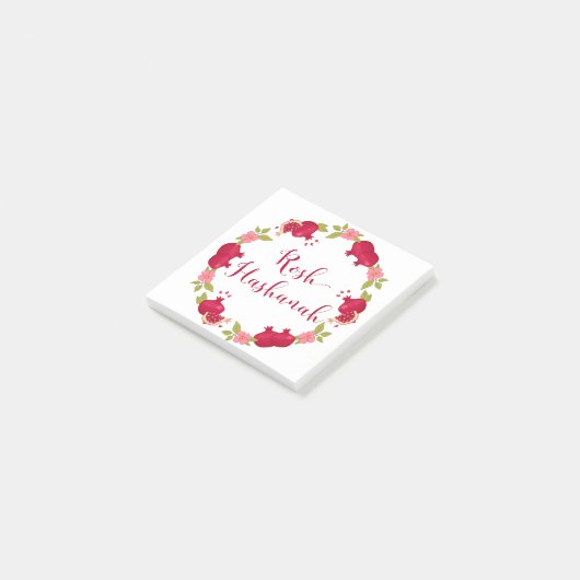 Rosh Hashanah New Year Pomegranate Flower Wreath Post-it® Notes (Schuin)