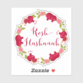 Rosh Hashanah New Year Pomegranate Flower Wreath Sticker (Vel)