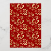 Rosh Hashanah Rood Waterverf Granenblad Echt Goud Folie Feestdagenkaart (Achterkant)