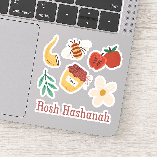 Rosh Hashanah speelse geschilderde traditionele sy Sticker (Detail)