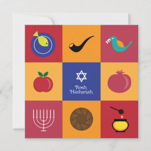 Rosh Hashanah-symbolen plat kaart