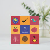 Rosh Hashanah Symbols Flat Kaart (Staand voorkant)