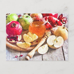 Rosh Hashanah Watercolor Apples and Honey Briefkaart