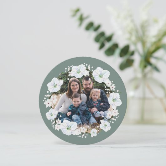 Rosh Hashanah Witte Appelbloesem Foto Feestdagenkaart (Staand voorkant)