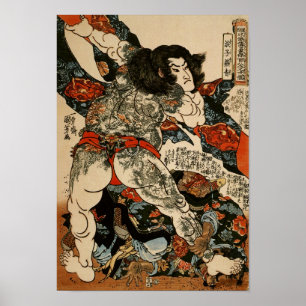 Roshi Ensei met Tattoos Kuniyoshi Fine Art Poster
