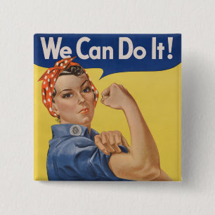 Rosie de Klinknagelster - Sterke vrouwen op de wer Vierkante Button 5,1 Cm