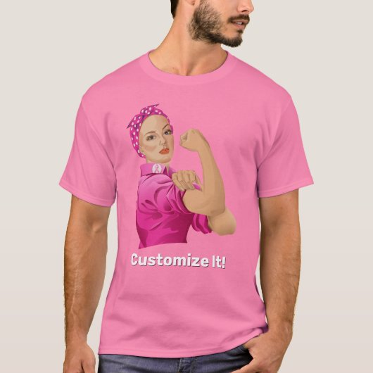 Rosie de Riveter borstkanker bewustzijn T-shirt (Voorkant)