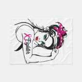 Rosie de Riveter Breast Cancer Bewustheid Fleece Deken (Voorkant (Horizontaal))
