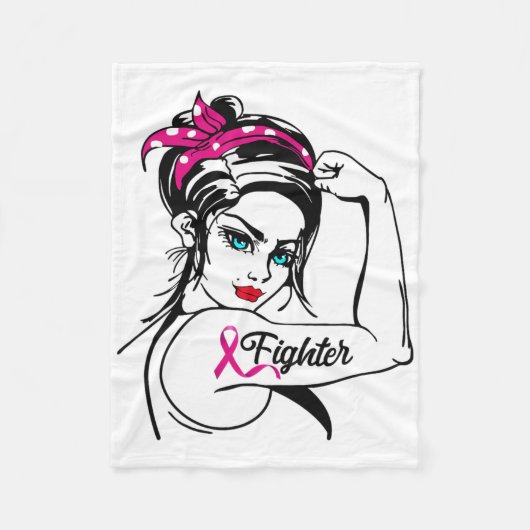 Rosie de Riveter Breast Cancer Bewustheid Fleece Deken (Voorkant)