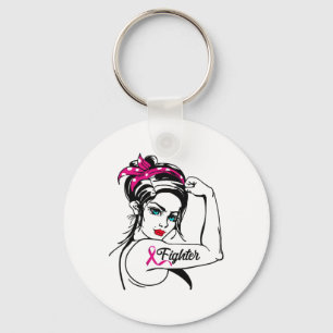 Rosie de Riveter Breast Cancer Bewustheid Sleutelhanger