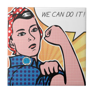 Rosie de Riveter die we kunnen doen. Pop Art Stipp Tegeltje