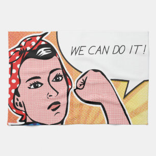 Rosie de Riveter die we kunnen doen. Pop Art Stipp Theedoek