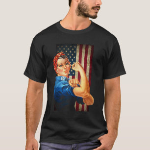 Rosie de Riveter en droeg de Amerikaanse vlag T-shirt