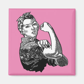 Rosie-De-Riveter Feminist Line-Art Graphic Magneet