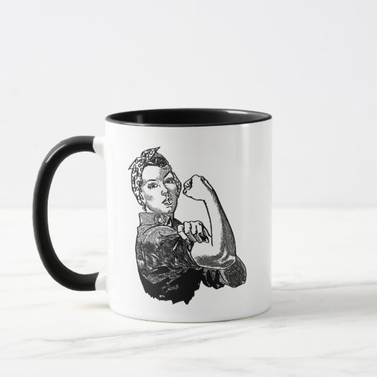 Rosie-De-Riveter Feminist Line-Art Graphic Mok (Links)