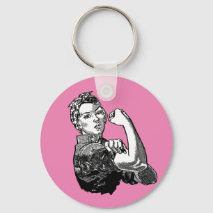 Rosie-De-Riveter Feminist Line-Art Graphic Sleutelhanger