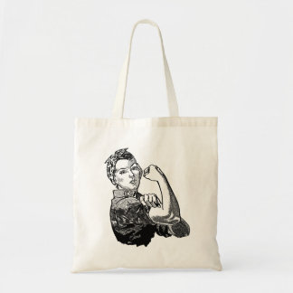 Rosie-De-Riveter Feminist Line-Art Graphic Tote Bag