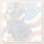 Rosie de Riveter Glazen Onderzetter (Achterkant)