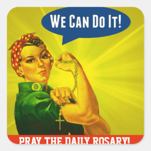Rosie de Riveter Heilige Rozenkrans gepersonalisee Vierkante Sticker