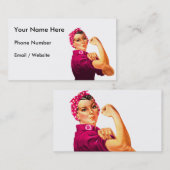 Rosie De Riveter - Kankerroze Visitekaartje (Voorkant / Achterkant)