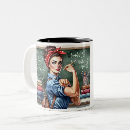 Rosie de Riveter Leraar Tweekleurige Koffiemok (Voorkant links)