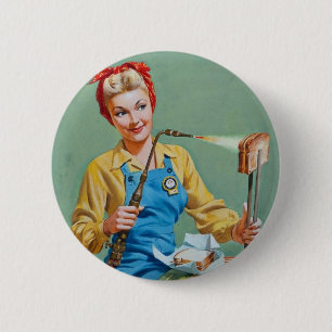 Rosie de Riveter maakt gebrande kaas Ronde Button 5,7 Cm
