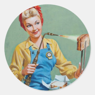 Rosie de Riveter maakt gebrande kaas Ronde Sticker